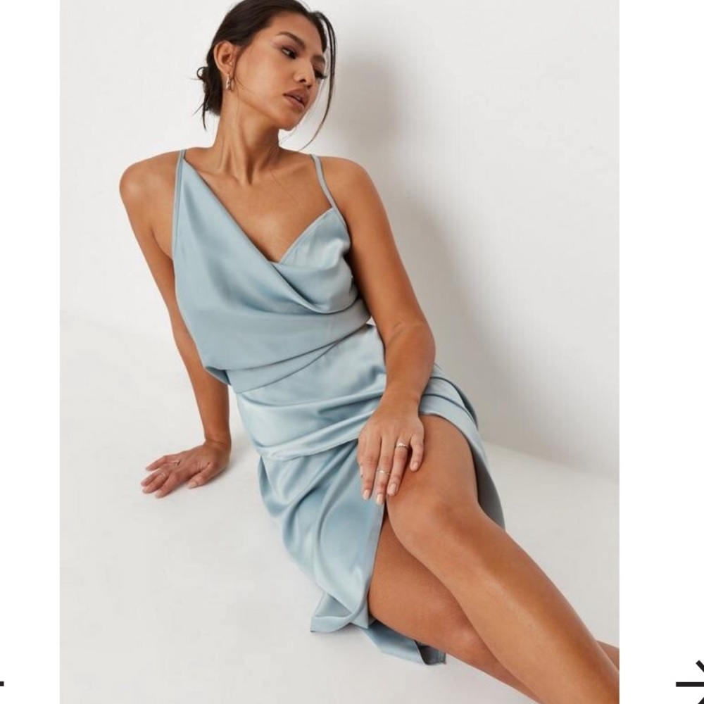 NWT Missguided Asymmetrical Drape Satin Midi